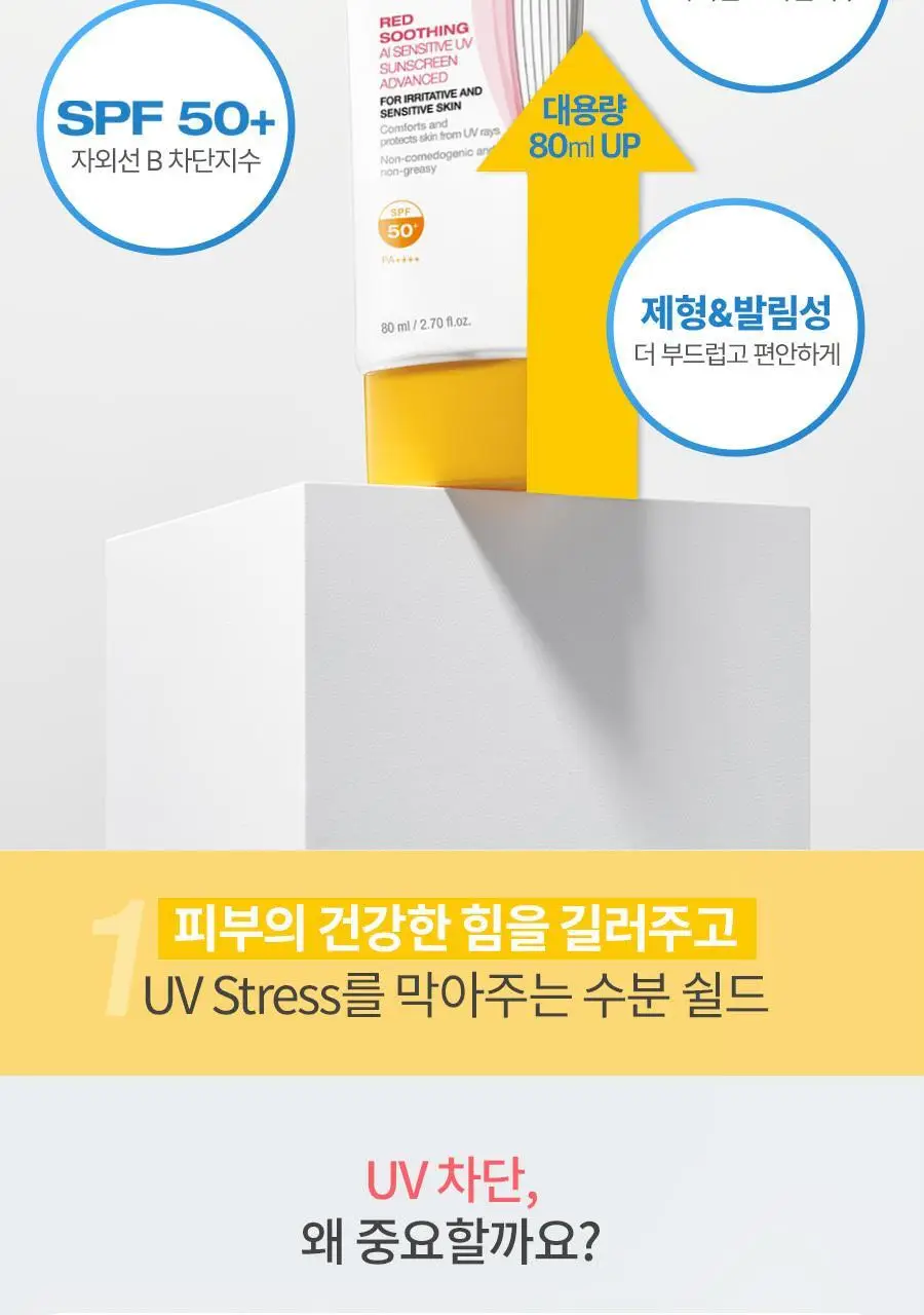 [대용량] 피지오겔 레드수딩 AI 센서티브 UV 썬스크린 80ml 대용량 기획 상세페이지 3